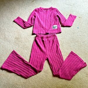 Soft pink matching set girls size 6 bell bottom